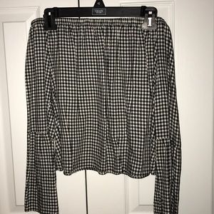 Checkered off the shoulder top